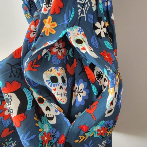 Modcloth Blue Skull Print Midi Dress - Picture 7 of 9